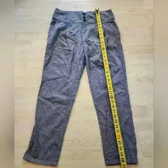 Sundance Amelia Linen Blend Pinstripe Trouser Pants in Blue Gray size 6 petite - Picture 4 of 8